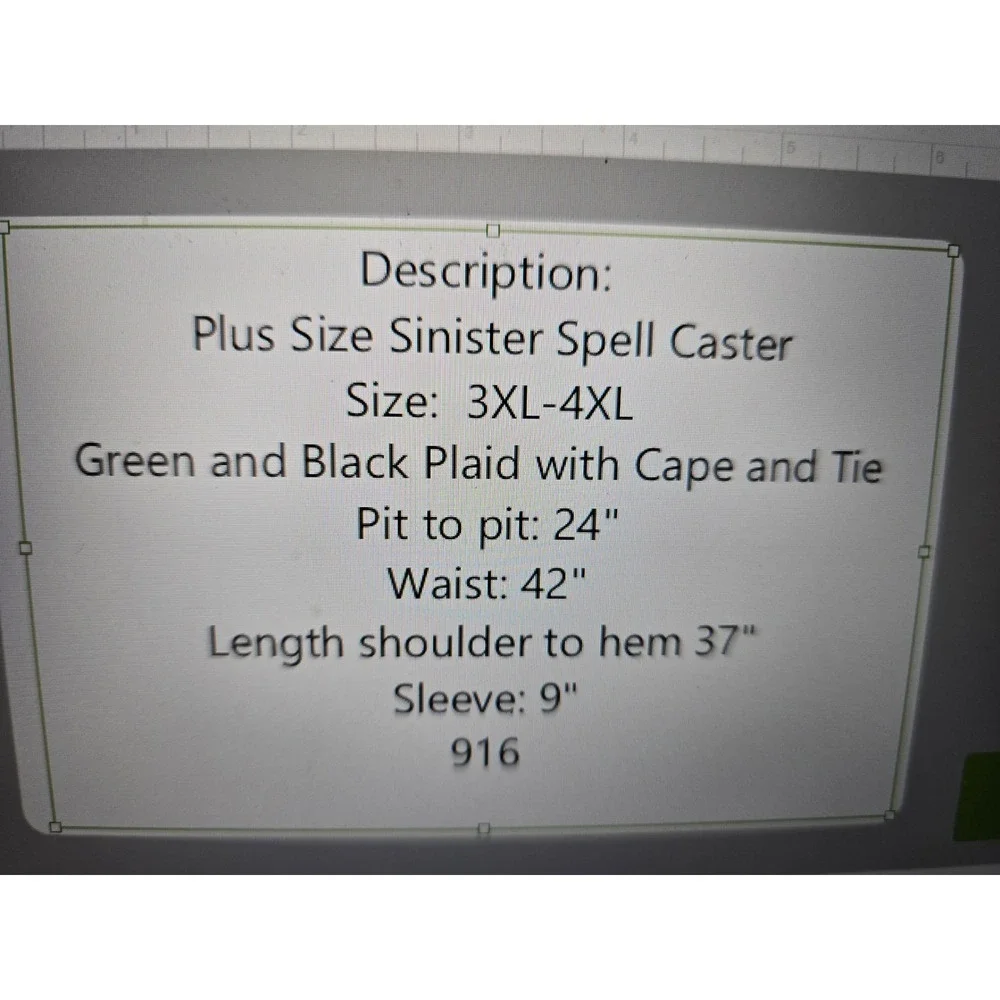 Leg Avenue‎ Sinister Spell Caster Costume Plus Size 3X/4X Green Plaid Dress Cape - Picture 6 of 6